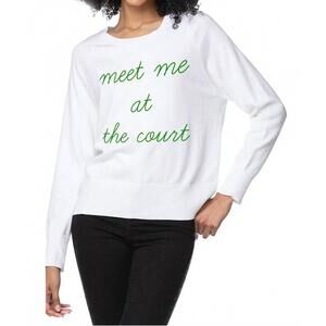 NEW GOLDEN SUN meet me at the court sweater in white-green